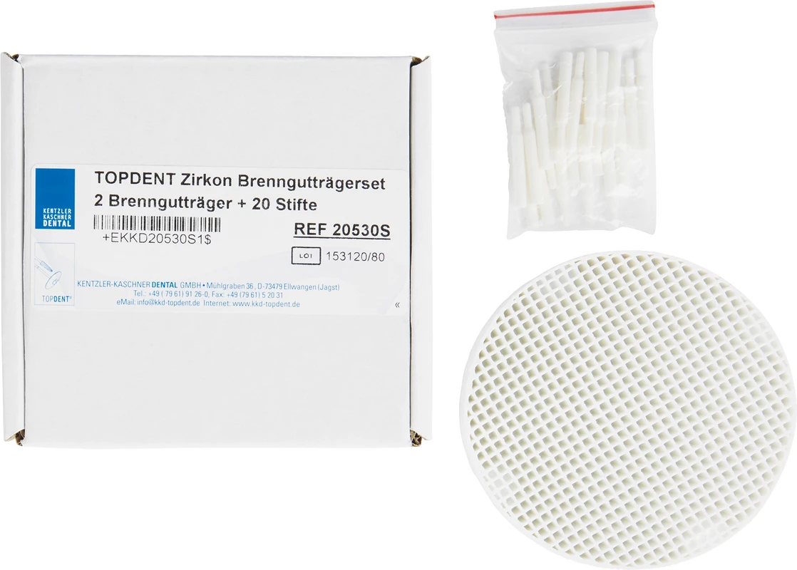 Zirkon Brenngutträger Packung 2 Wabenplatten, 20 Zirkonstifte