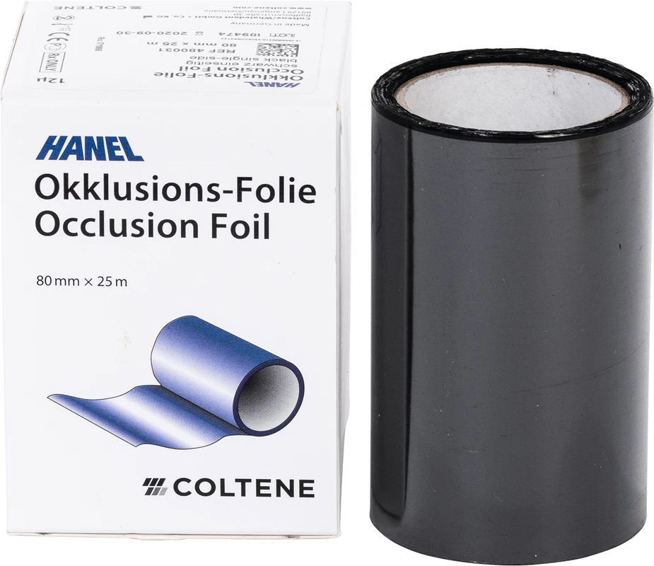 HANEL Occlusions-Folie, einseitig 12 µm Spenderbox 25 m schwarz, 80 mm breit