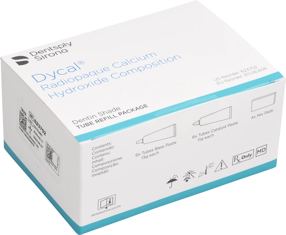 Dycal® Packung 6 x 13 g Basis, 6 x 11 g Katalysatorpaste in Tuben dentin