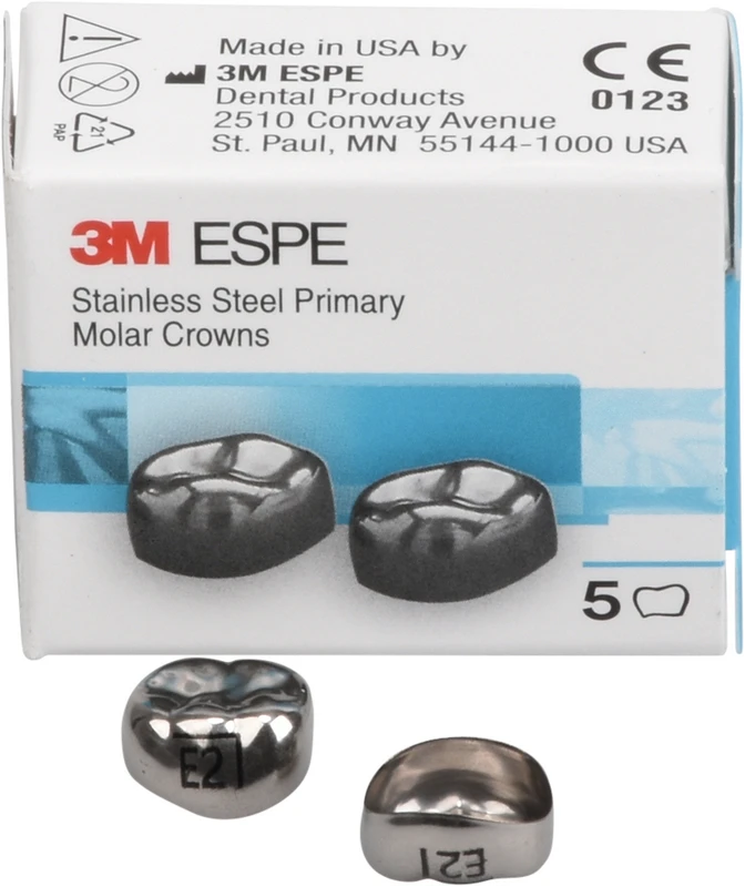 Edelstahlkronen Packung 5 Stück E-LR-2, für Milchmolaren
