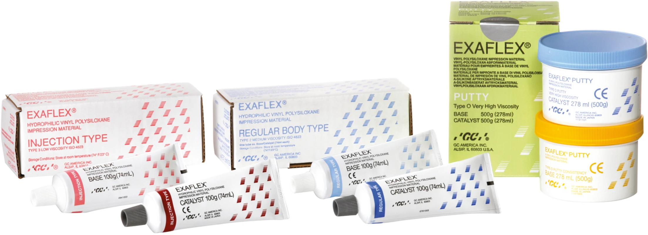 GC EXAFLEX® Großpackung 5 x 500 g Basispaste, 5 x 500 g Katalysator, Putty GC EXAFLEX® GC