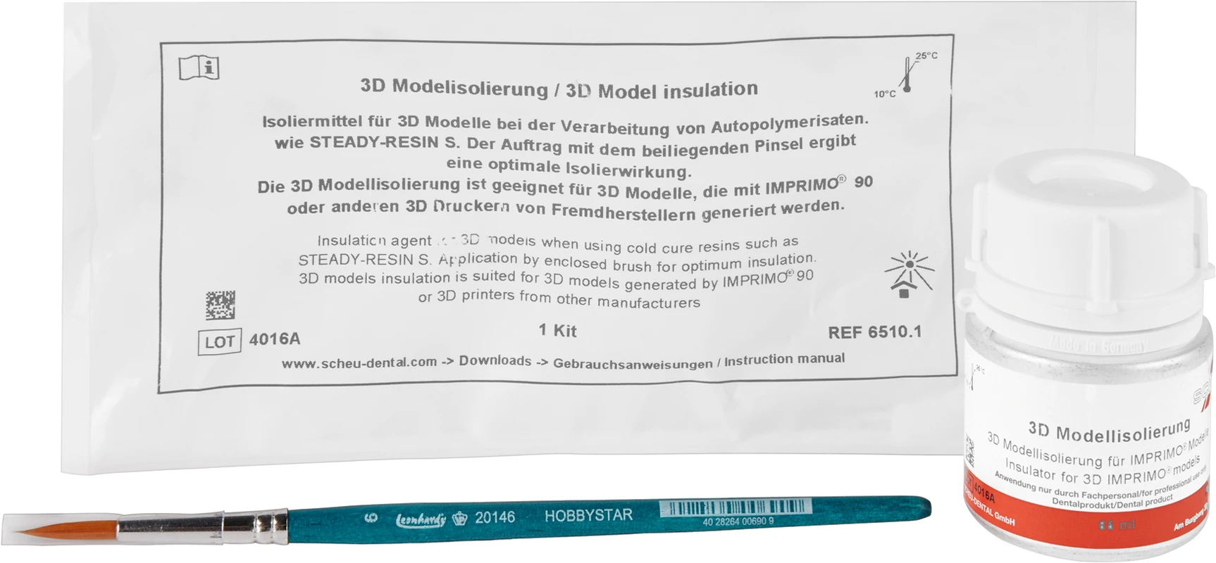 3D Modellisolierung Packung 65 ml Flasche, Pinsel