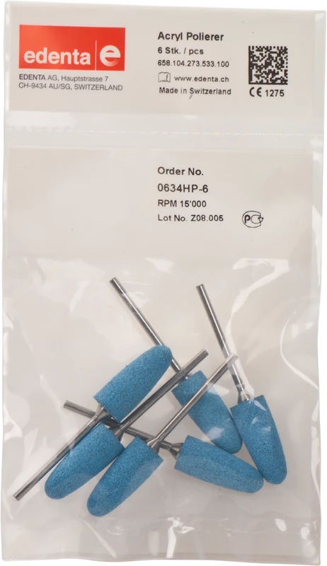 Acrylic Polisher Packung 6 Stück blau, HP, Figur 273, 24 mm, ISO 100