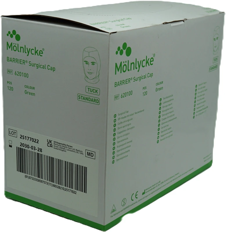 BARRIER® OP-Haube Tuck Packung 120 Stück grün