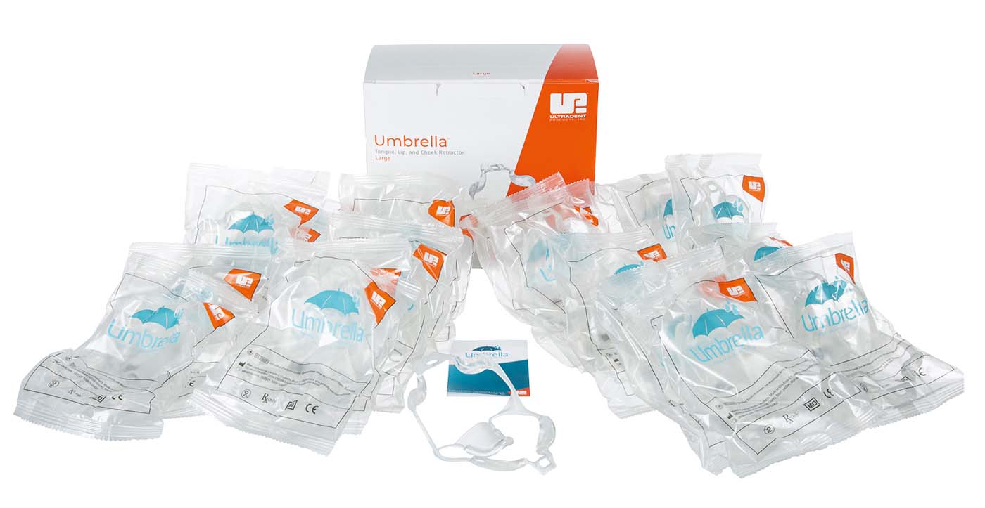 Umbrella™ Zungen-, Lippen- und Wangenhalter Packung 20 Stück large Umbrella™ Zungen-, Lippen- und Wangenhalter Ultradent Products