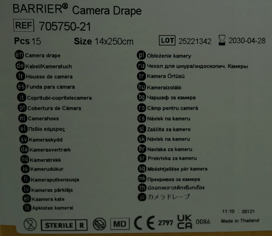 Kamera-/Schlauchüberzug Packung 15 Stück 14 x 250 cm, flache Spitze