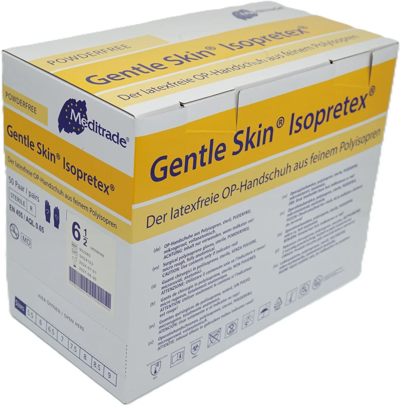 Gentle Skin® Isopretex® OP Packung 50 Paar puderfrei, natur, Größe 6,5