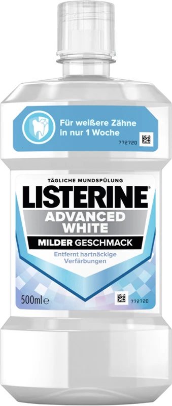 LISTERINE® ADVANCED WHITE MILDER GESCHMACK Flasche 500 ml