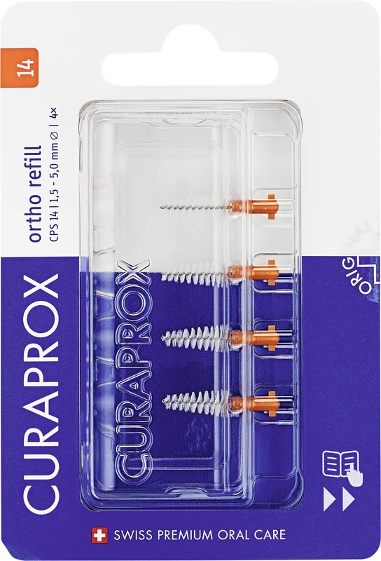 CURAPROX CPS ortho Nachfüllpackung 4 Stück CPS 14, orange, &Oslash; 1,5-5 mm