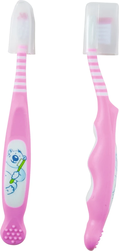 Kinderzahnbürsten Baby Packung 10 Stück Bär, pink