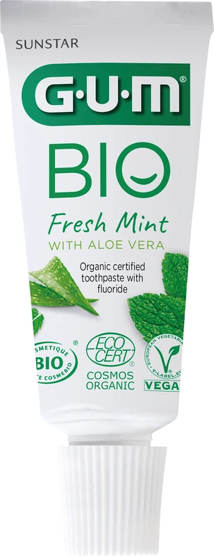 GUM® BIO Zahnpasta Tube 12 ml Bio-Pfefferminze + Aloe Vera