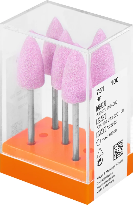 Ausarbeitungssteine 751 Packung 5 Stück rosa mittel, HP, Figur 273, 20 mm, ISO 100 Ausarbeitungssteine 751 Hager & Meisinger