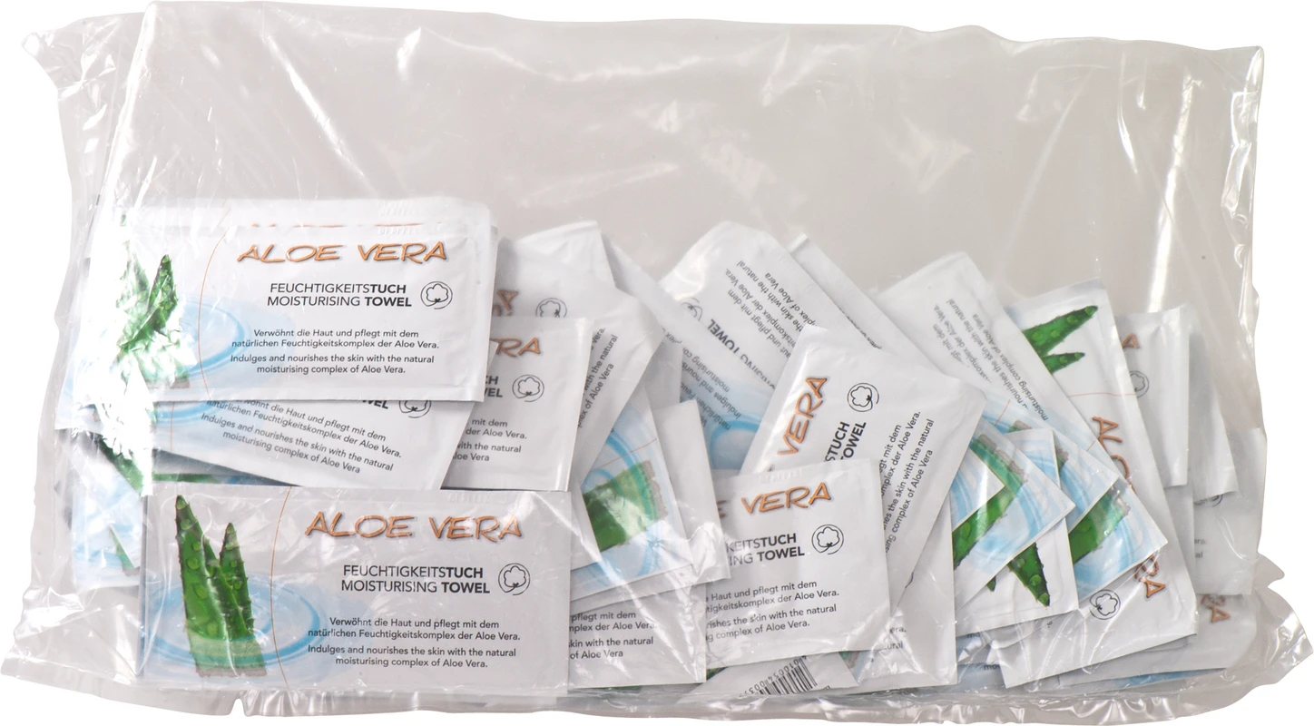 Erfrischungstücher Karton 50 Stück Aloe Vera Erfrischungstücher Coolike