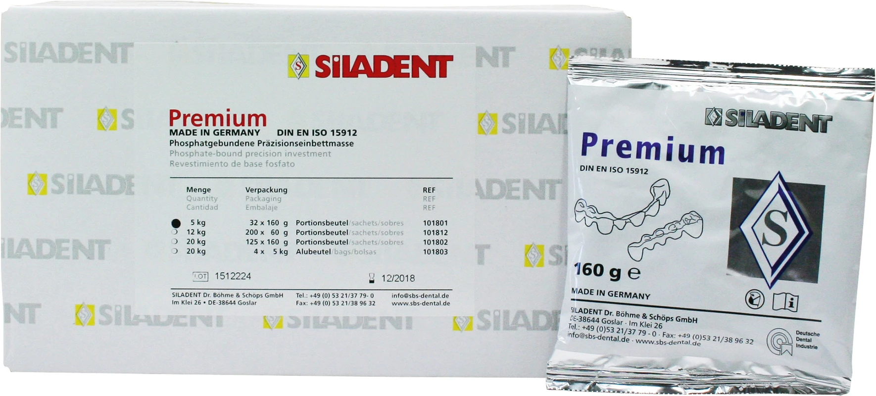 Premium Karton 32 x 160 g Beutel Premium SILADENT