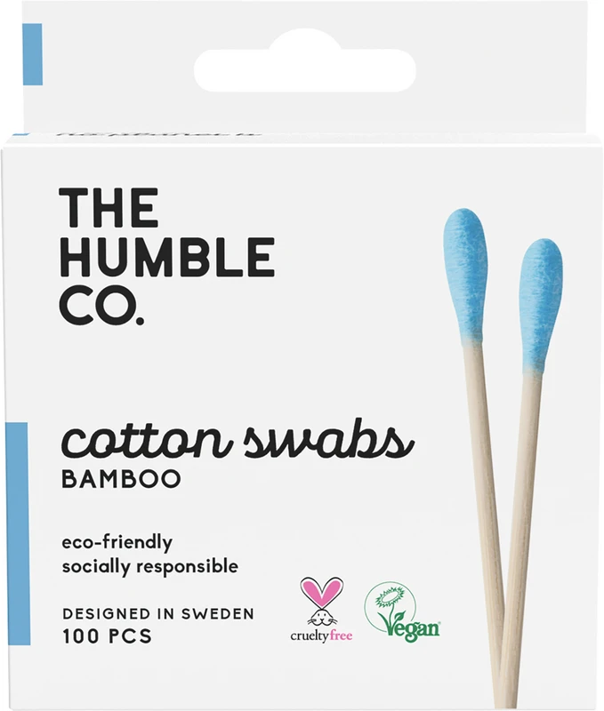 Humble Wattestäbchen Bambus Packung 100 Stück blau