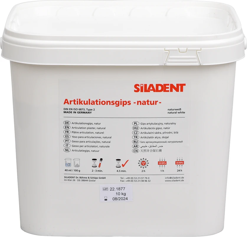 Artikulationsgips Natur Eimer 10 kg naturweiß