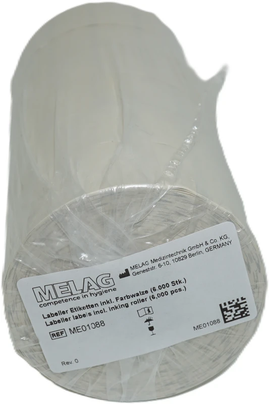 MELAdoc Etiketten Packung 6 Rollen mit 1.000 Etiketten, 1 Farbwalze