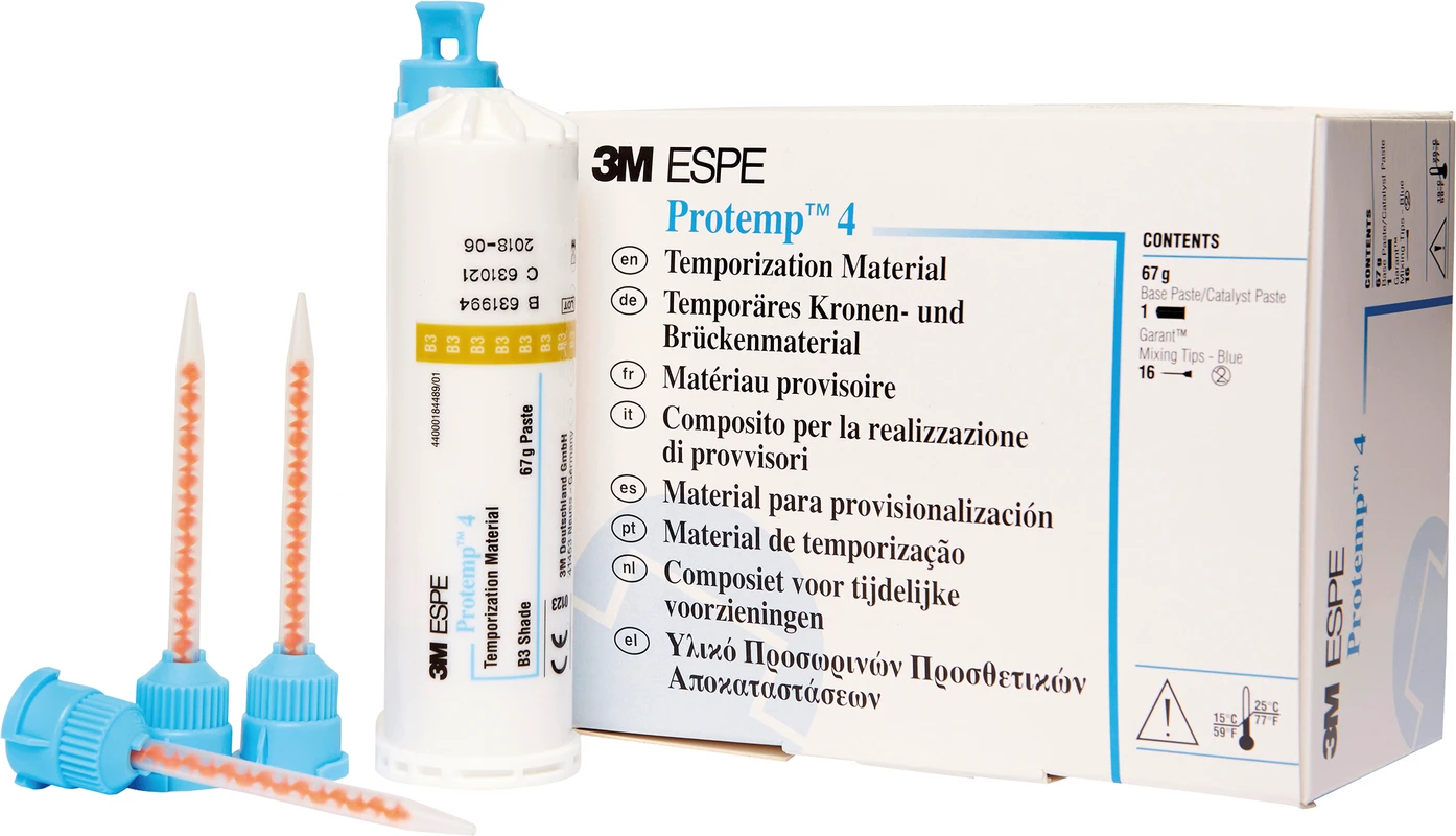 Solventum™ Protemp™ 4 Packung 50 ml Kartusche B3, 16 Mischkanülen blau