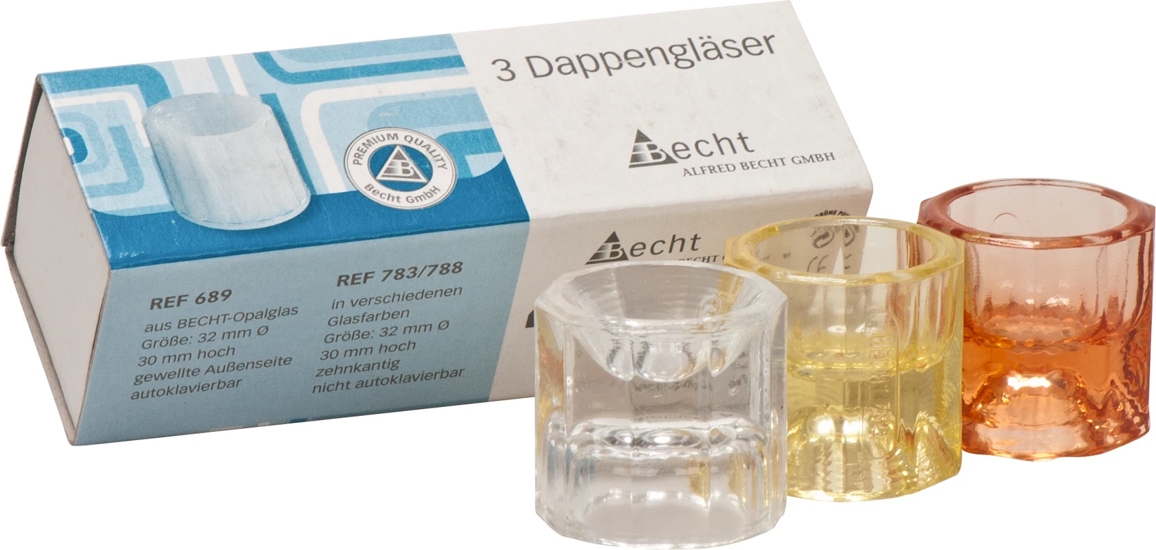 Dappengläser aus Buntglas Sortiment 3 Stück