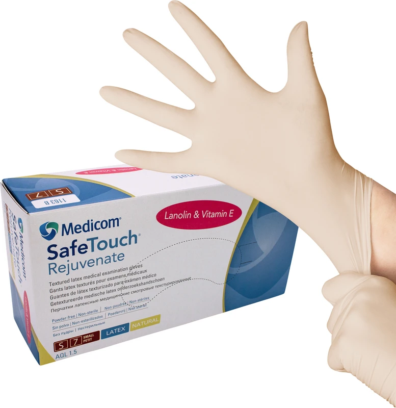 Medicom® SafeTouch® Rejuvenate Latex-Handschuhe Packung 100 Stück puderfrei, natural, S