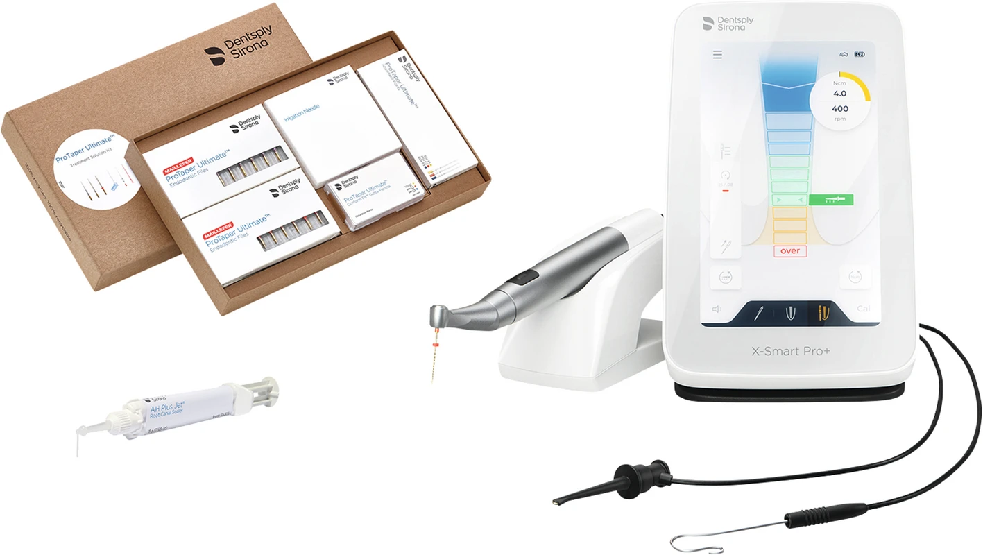 X-Smart® Pro+ Kit 1 X-Smart Pro+, 1 ProTaper Ultimate Kit, 1 AH Plus Jet Starter Kit