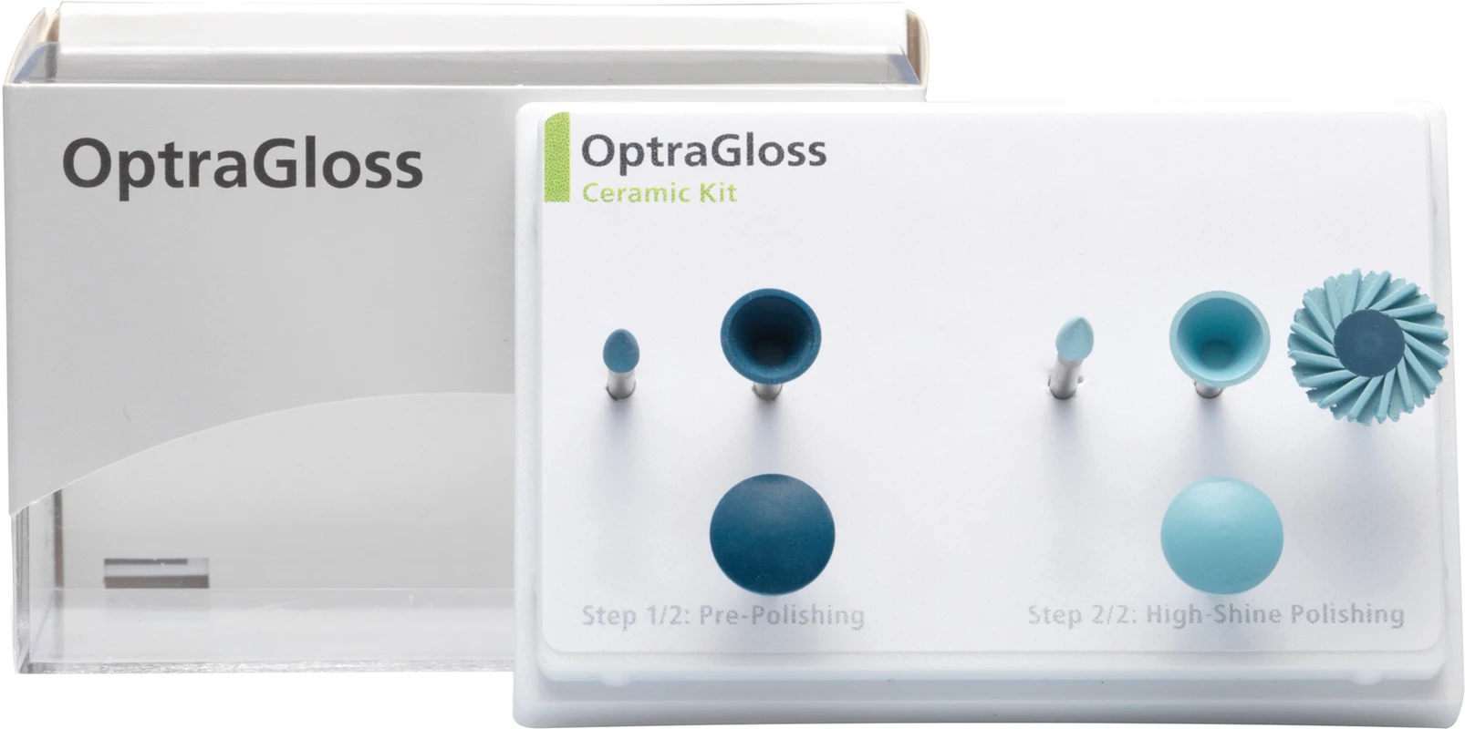 OptraGloss® Keramik Kit 7 Stück (3 x Vorpolierer Flamme, Kelch, Linse, 4 x Hochglanz Flamme, Kelch, Linse, Spiralrad)