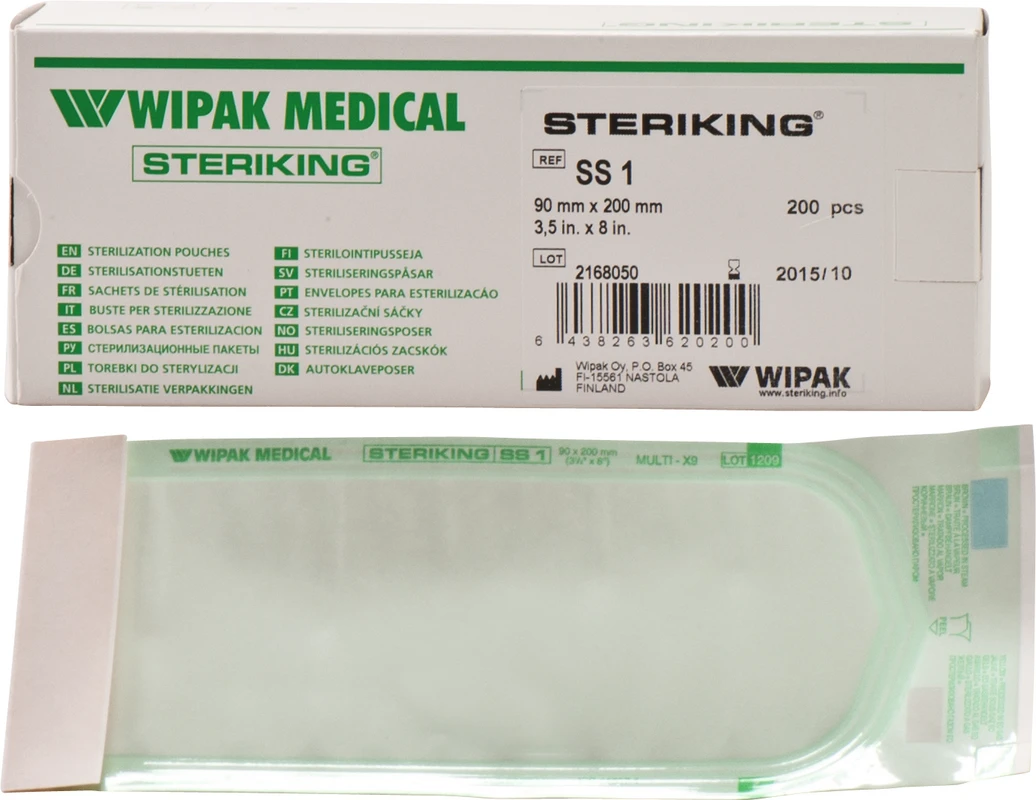 Sterilisations-Selbstklebetüten Packung 200 Stück 90 x 200 mm