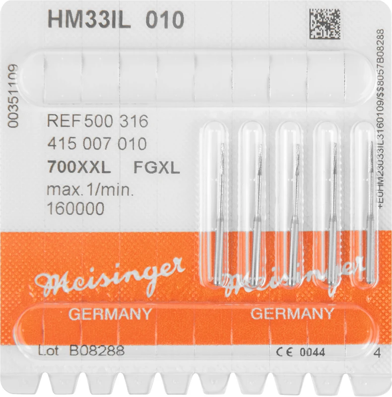 Chirurgie Fräser HM 33IL Packung 5 Stück FG XL, Figur 415, 5,5 mm, ISO 010 Chirurgie Fräser HM 33IL Hager & Meisinger