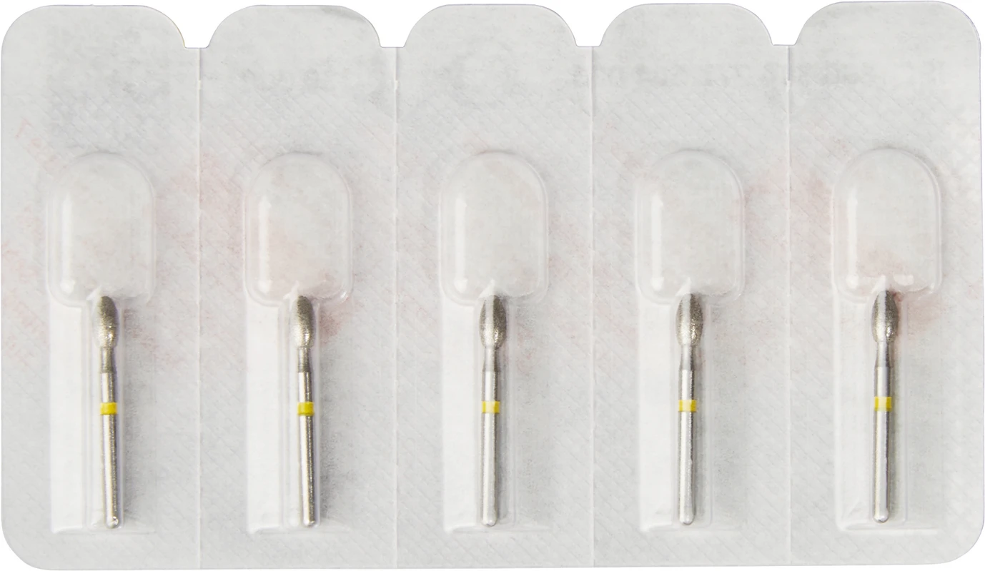 Diamanten 379 Packung 5 Stück gelb superfein, FG, Figur 277 Eiform, 4,5 mm, ISO 023