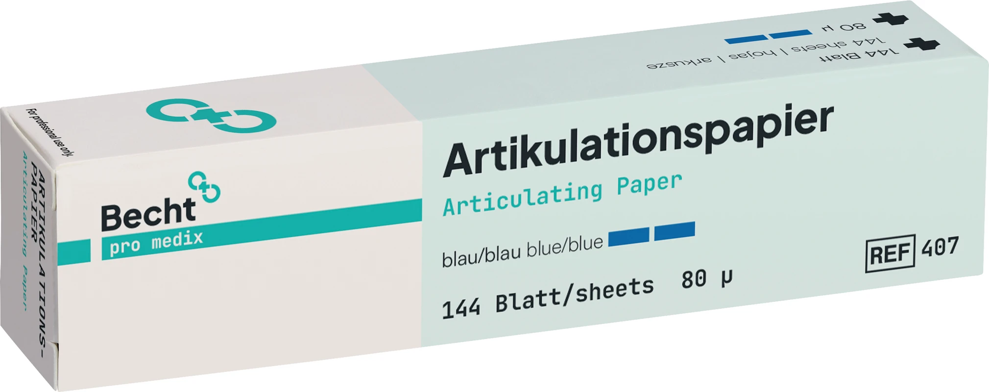 Artikulationspapier Packung 144 Stück blau, 80&micro;, gerade