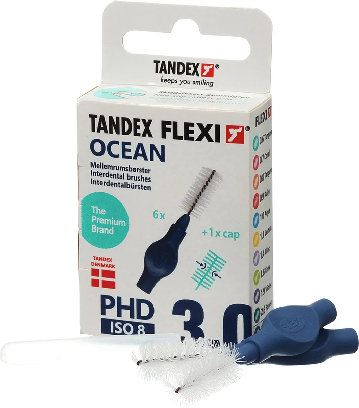 FLEXI® Interdentalbürsten PHD Packung 6 Stück ocean, PHD 3.0 (Ø 1,2 mm), ISO 8