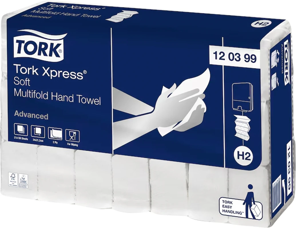 TORK Xpress® Multifold Handtücher Packung 21 x 136 Stück Advanced, groß, 2-lagig, weiß