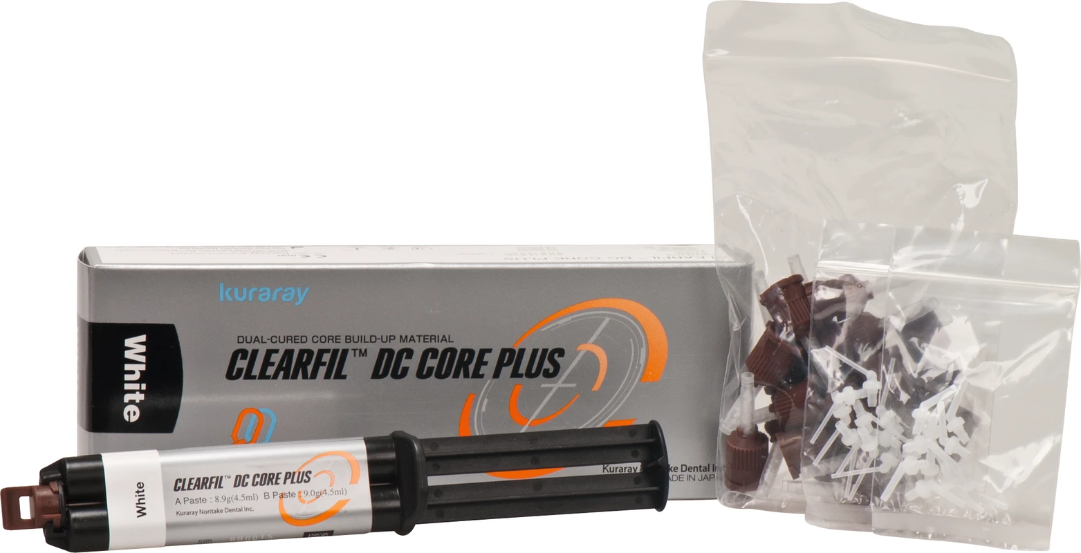 CLEARFIL™ DC CORE PLUS Packung 17,9 g / 9 ml Spritze white, 20 Mixing Tips, 10 Front Tips L, 10 Front Tips S