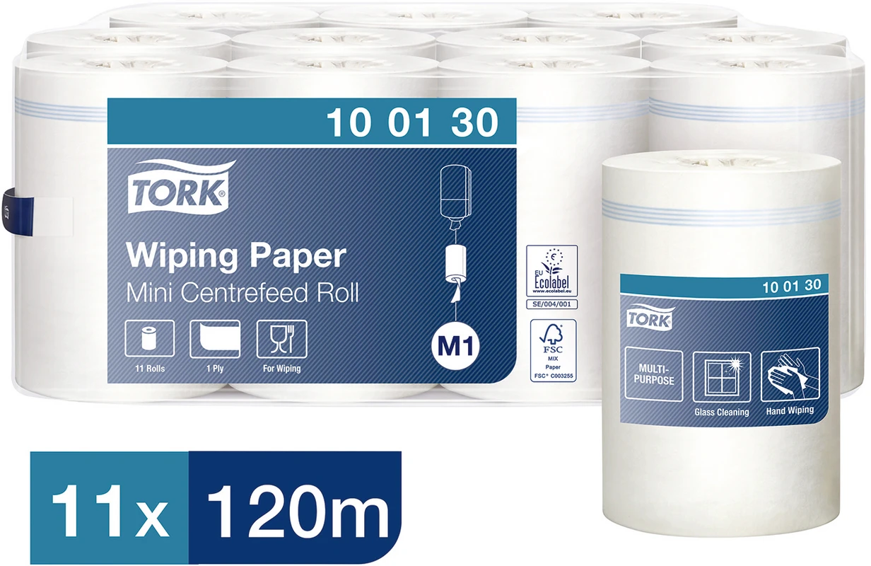 TORK® Mehrzweck Papierwischtücher M1/M2 System Karton 11 Stück MINI 1-lagig, 120 m x 21,5 cm
