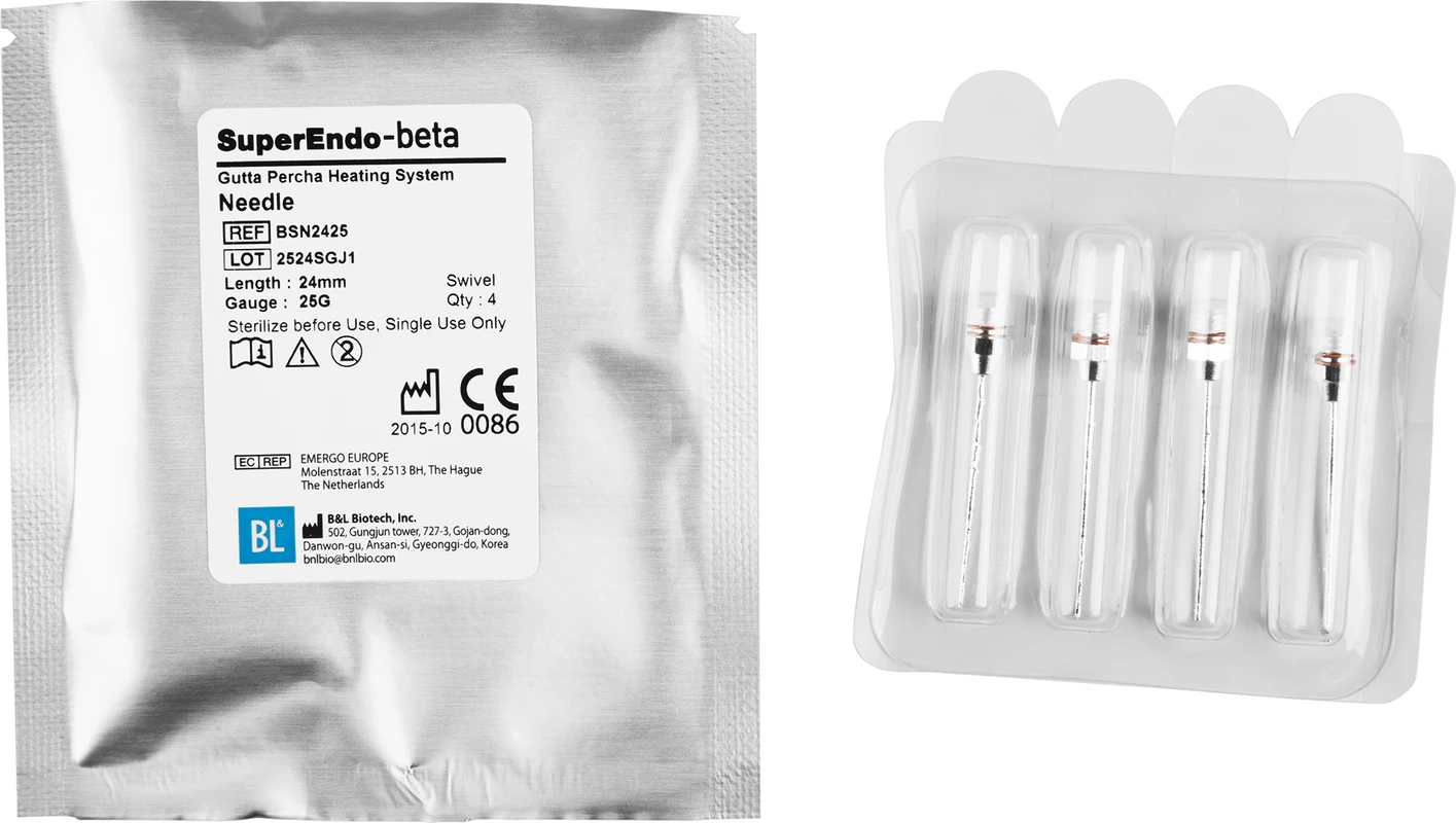 SuperEndo B&L Guttapercha-Nadeln Packung 4 Stück 24 mm, 25 ga