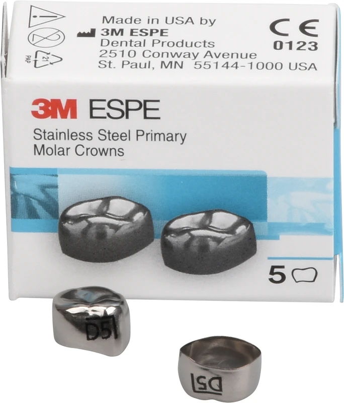 Edelstahlkronen Packung 5 Stück D-LR-5, für Milchmolaren