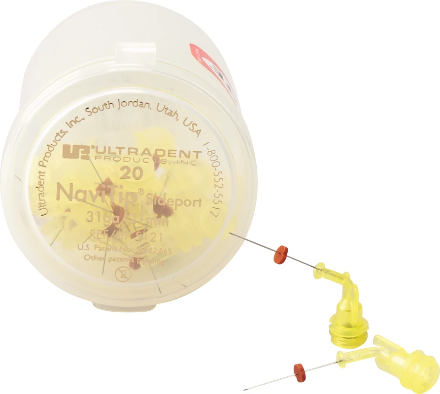 NaviTip™ Double Sideport Irrigator Packung 20 Stück gelb, Ø 0,28 mm, 31ga, Länge 21 mm