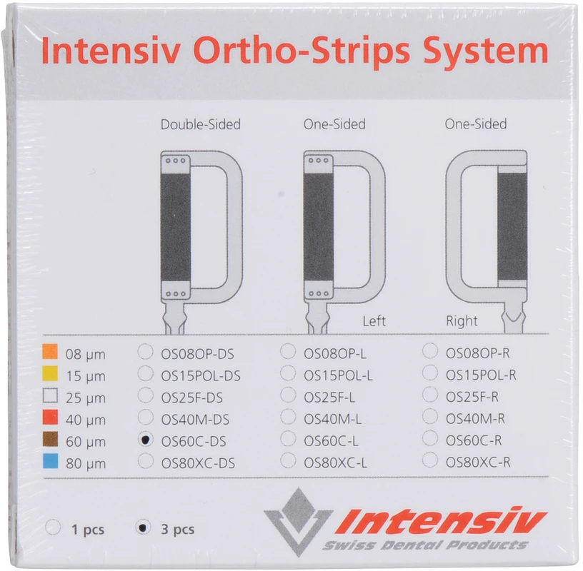 Ortho-Strips Double Sided Packung 3 Stück beidseitig diamantiert, braun mittel, 60 µm