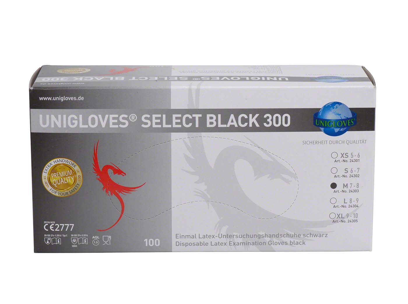 SELECT® BLACK 300 Packung 100 Stück puderfrei, schwarz, M SELECT BLACK 300 Unigloves