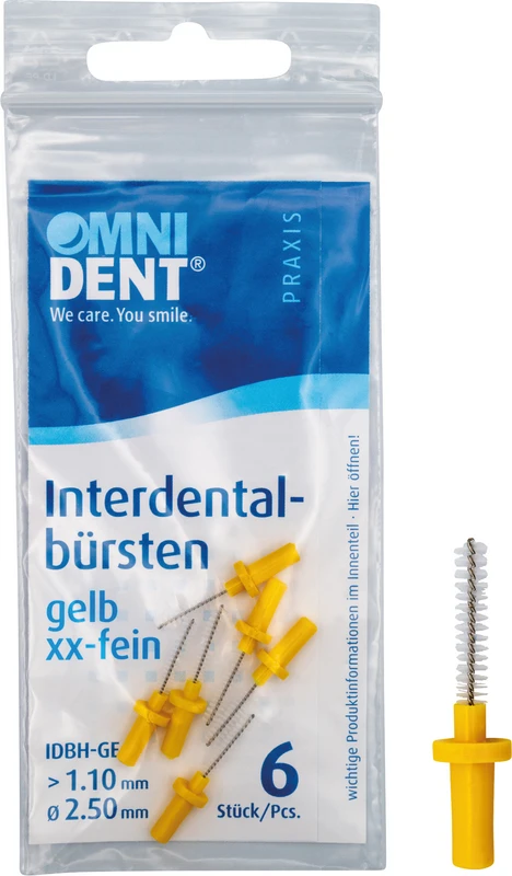 Interdentalbürsten für Halter Beutel 6 Stück gelb, xx-fein