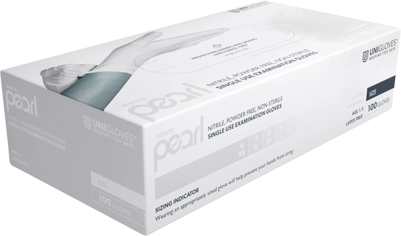 WHITE PEARL Packung 100 Stück puderfrei, weiß, M