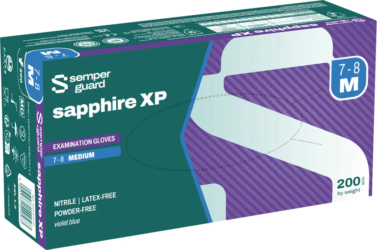 Semperguard sapphire XP Packung 180 Stück violettblau, puderfrei, XXL
