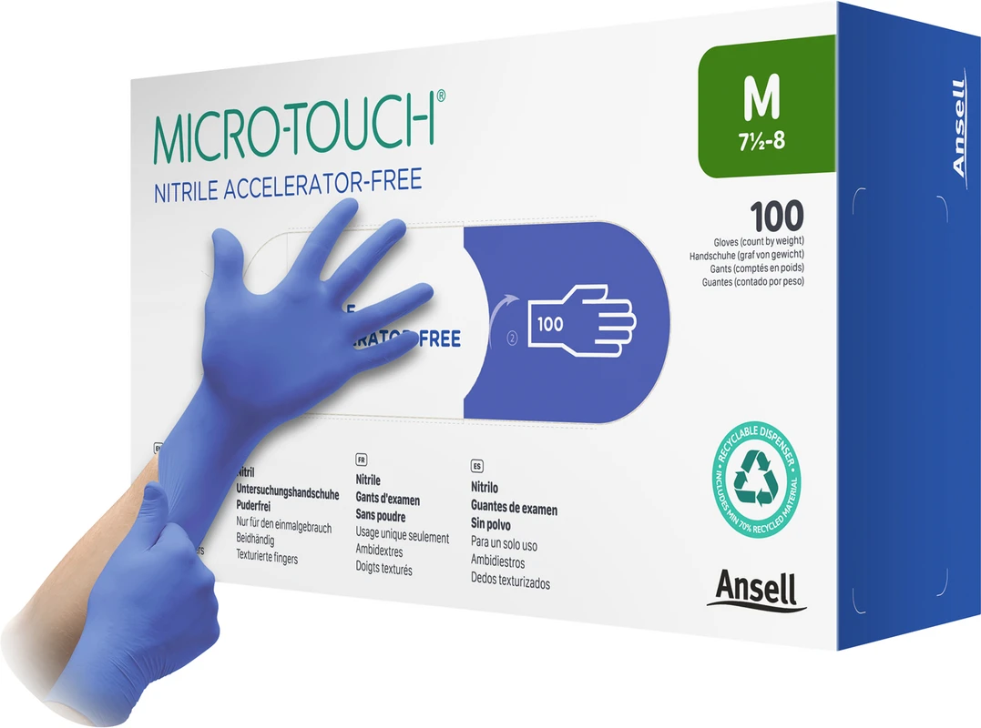 MICRO-TOUCH® Nitrile Accelerator-Free Packung 100 Stück puderfrei, blau, L
