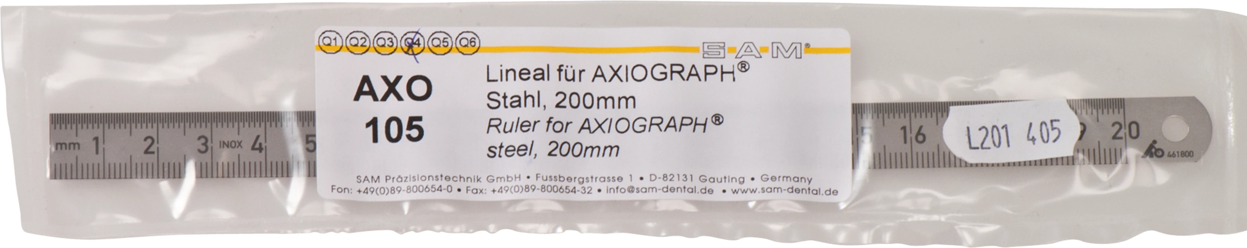 Lineal Stück aus Stahl, 200 mm