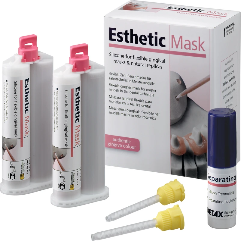 Esthetic Mask Packung 2 x 50 ml Kartusche, 10 Mischkanülen gelb, 15 ml Pumpspray