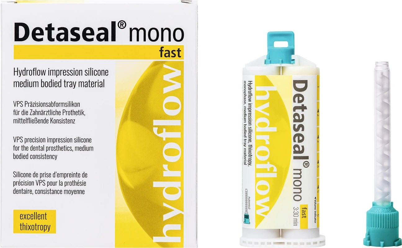 Detaseal® hydroflow mono Multipack 4 x 50 ml Doppelkartusche, 12 Mischkanülen grün
