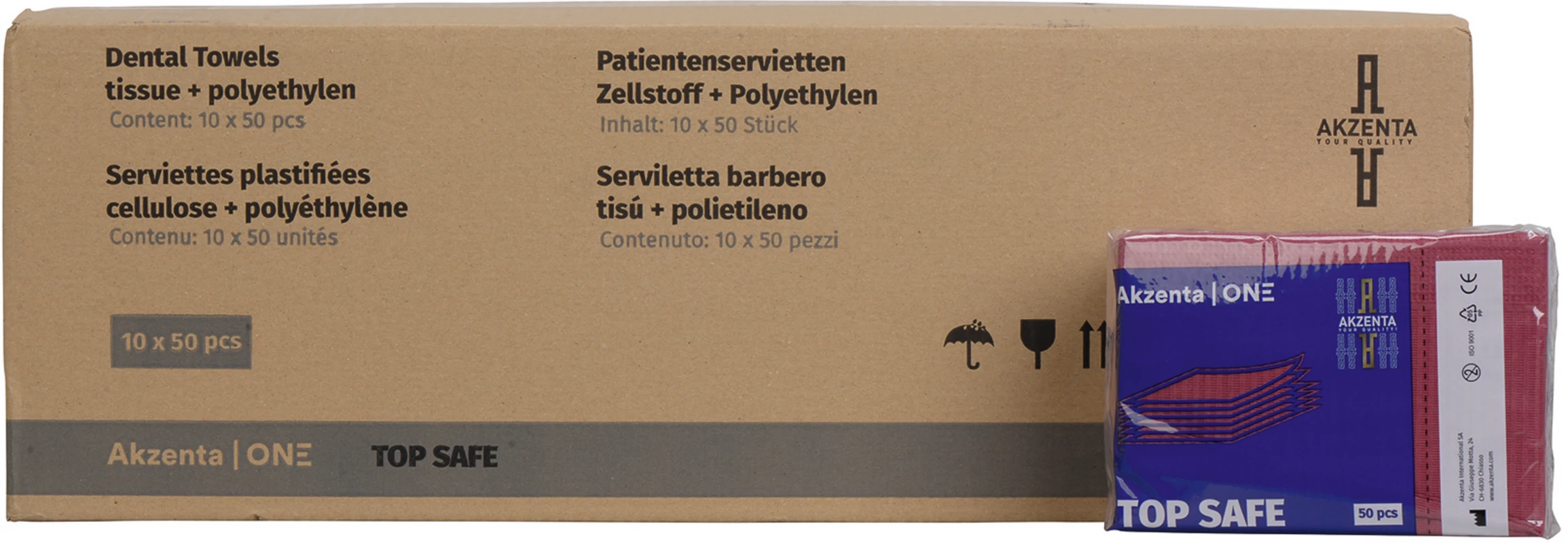 TOP SAFE Patientenservietten Karton 10 x 50 Stück weinrot, 33 x 45 cm, 2-lagig