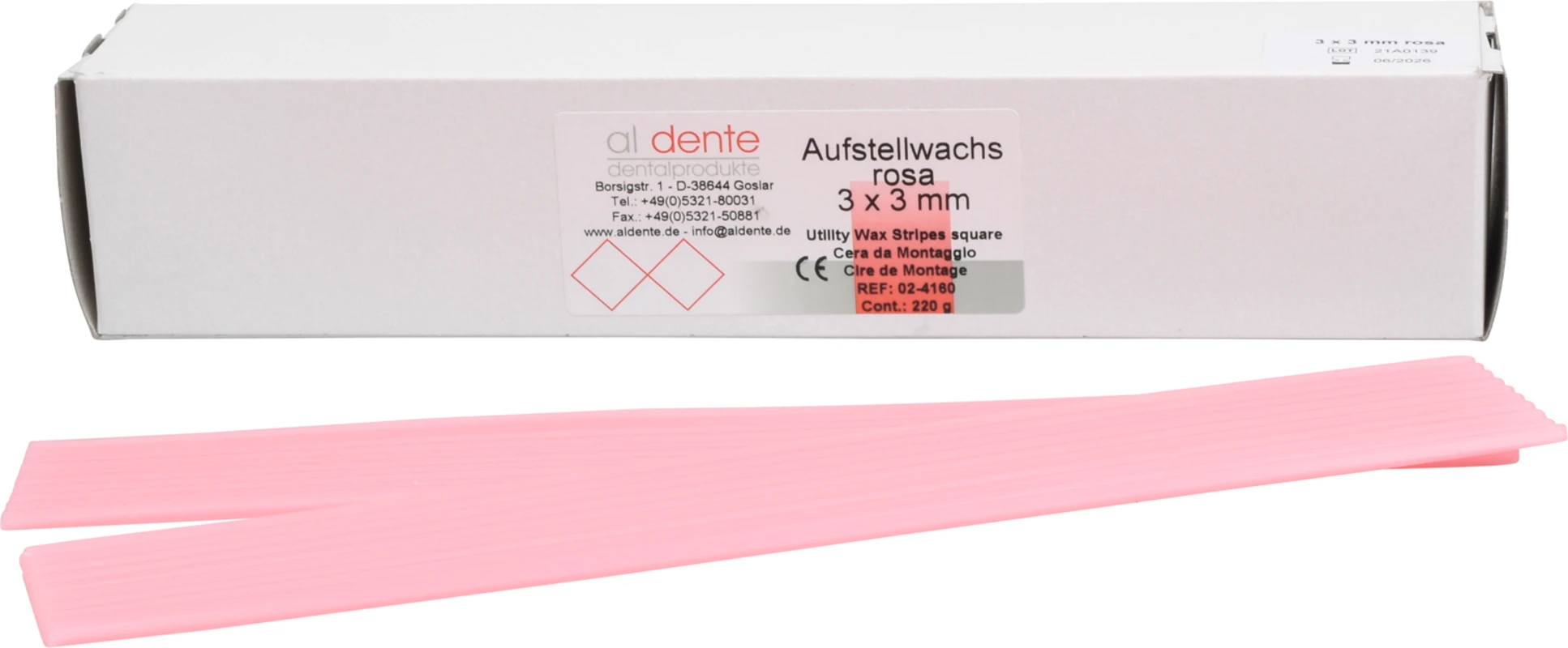 Aufstellwachs Packung 220 g Stripes 3 x 3 mm, hellrosa