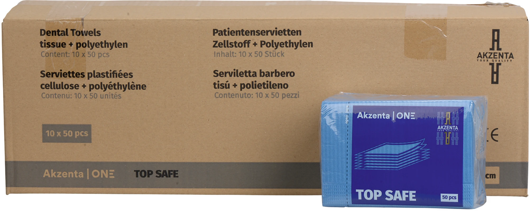 TOP SAFE Patientenservietten Karton 10 x 50 Stück dunkelblau, 33 x 45 cm, 2-lagig TOP SAFE Patientenservietten Akzenta