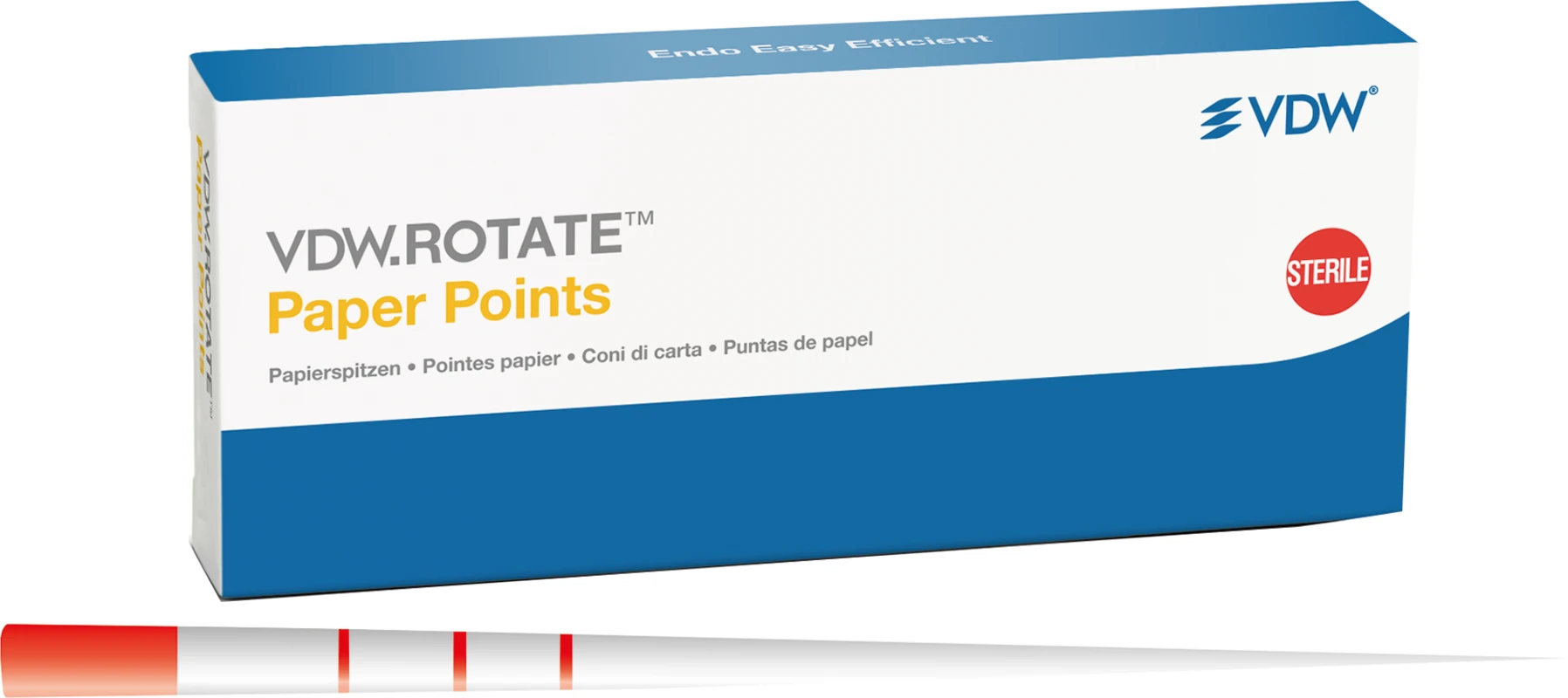 VDW.ROTATE™ Paper Points Packung 180 Stück Taper.04 ISO 025